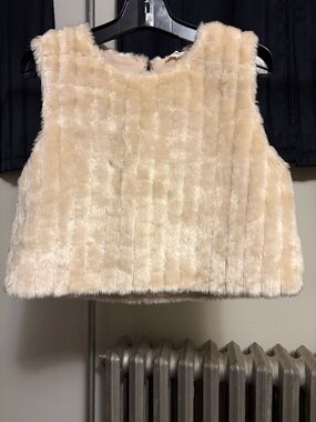 Faux Fur Sleeveless Crop Top
